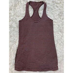 Lululemon Cool Racerback Stripe Heathered Bordeaux Tank Top Size 2 XS